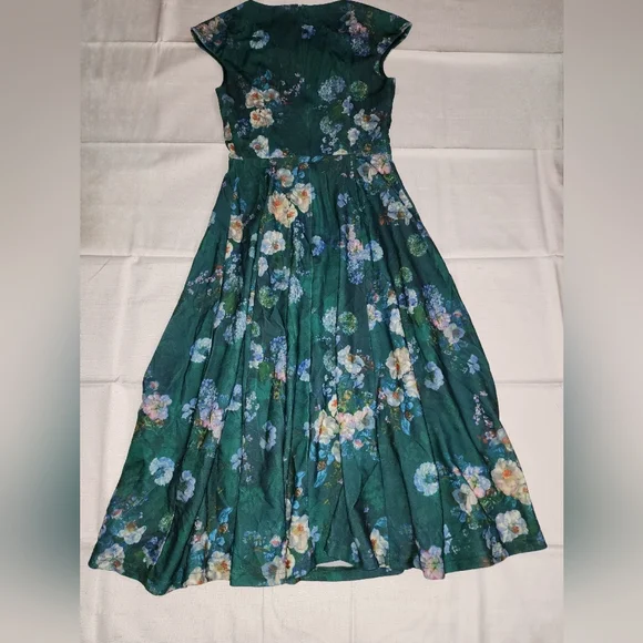 Dress Tells Green Floral Dress Women's XS - Picture 2 of 10